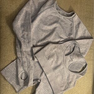 Seamless Heather Gray Active Set - Sports Bra & Leggings